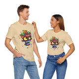 Cyber Aztec Skull Cartoon Style Unisex T-Shirt