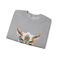 Sacred Floral Cow Skull Mandala Illustration Unisex Sweatshirt