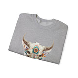 Sacred Floral Cow Skull Mandala Illustration Unisex Sweatshirt