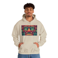 Neon Aztec Mask God Illustration Unisex Hoodie