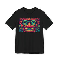 Neon Aztec Mask God Illustration Unisex T-Shirt