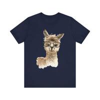Cute Alpaca With Glasses Watercolor Illustration Unisex T-Shirt