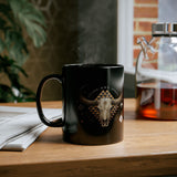 Western Longhorn Cosmic Totem Illustration Black Mug