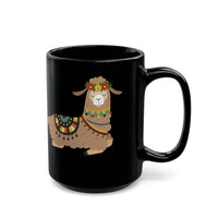 Resting Alpaca In Traditional Ornaments Black Mug