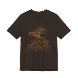 Tribal Volcano with Smoke Spirals Glyph Style Unisex T-Shirt
