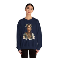 Inca Warrior Woman Watercolor Portrait and Tribal Jewelry Unisex Sweatshirt