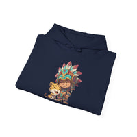 Chibi Aztec Warrior and Jaguar Cub Cartoon Unisex Hoodie