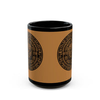 Sacred Aztec Calendar Face Black Mug