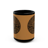 Sacred Aztec Calendar Face Black Mug