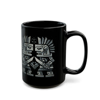 Obsidian Blade Warriors Aztec Glyph Style Black Mug