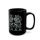 Obsidian Blade Warriors Aztec Glyph Style Black Mug