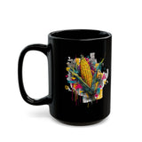 Maya Corn Mural Street Art Black Mug