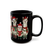 Inca Christmas Llama Family from the Andes Black Mug
