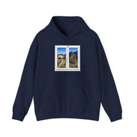 Funny Llama at the Window with Machu Picchu View Unisex Hoodie