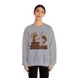 Pre-Hispanic Fisherman with Symbolic Fish Glyph Style Unisex Sweatshirt