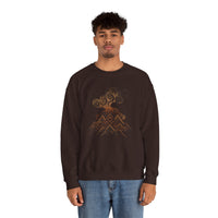 Tribal Volcano with Smoke Spirals Glyph Style Unisex Sweatshirt