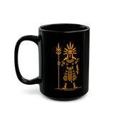 Sun Staff Shaman Tribal Symbol Gold Line Black Mug
