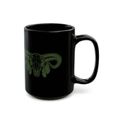 Aztec Western Bull Skull Longhorn Illustration Black Mug