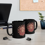 Aztec Sun Chief Feather Headdress Black Mug