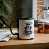 Fierce Inca Warrior Ink Illustration Black Mug