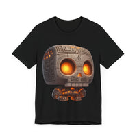Glow-Eyed Tribal Stone Skull Unisex T-Shirt
