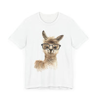 Cute Alpaca With Glasses Watercolor Illustration Unisex T-Shirt