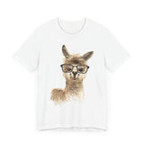 Cute Alpaca With Glasses Watercolor Illustration Unisex T-Shirt