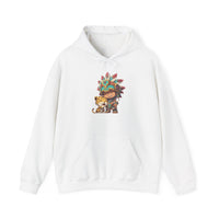 Chibi Aztec Warrior and Jaguar Cub Cartoon Unisex Hoodie