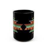 Sacred Geometric Textile Pattern Illustration Black Mug