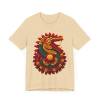Quetzalcoatl Feathered Sun Serpent Glyph Style Unisex T-Shirt