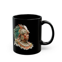 Maya Elder Warrior Watercolor Portrait Black Mug