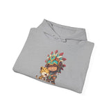 Chibi Aztec Warrior and Jaguar Cub Cartoon Unisex Hoodie