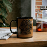 Aztec Eagle Pyramid Emblem Black Mug