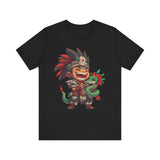 Chibi Aztec Warrior with Baby Quetzalcoatl Serpent Unisex T-Shirt