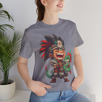 Chibi Aztec Warrior with Baby Quetzalcoatl Serpent Unisex T-Shirt