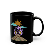 Eye of the Sun Pyramid Illustration Black Mug