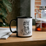 Inca Warrior Girl Fierce Heritage Ink Art Black Mug