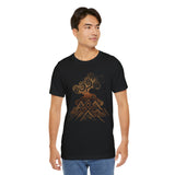 Tribal Volcano with Smoke Spirals Glyph Style Unisex T-Shirt