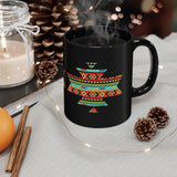 Sacred Geometric Textile Pattern Illustration Black Mug