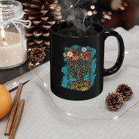 Wild Desert Bloom Cactus Illustration Black Mug