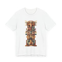 Stacked Tribal Totem Symbols Geometric Faces Unisex T-Shirt