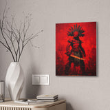 Aztec Macuahuitl Warrior in Red Canvas