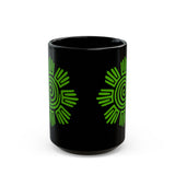 Aztec Plant Spiral Symbol Black Mug