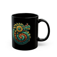 Colorful Quetzalcoatl Sun Serpent Glyph Style Black Mug
