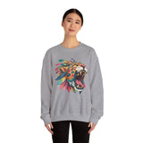 Comic Style Jaguar Mask with Rainbow Feathers Unisex Sweatshirt