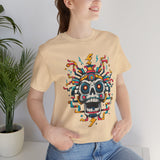 Funny Aztec Skull with Neon Circuits Unisex T-Shirt