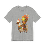 Cute Chibi Inca Warrior and Llama Cartoon Unisex T-Shirt