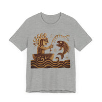 Pre-Hispanic Fisherman with Symbolic Fish Glyph Style Unisex T-Shirt