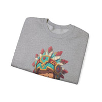Chibi Aztec Warrior and Jaguar Cub Cartoon Unisex Sweatshirt