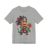 Chibi Aztec Warrior with Baby Quetzalcoatl Serpent Unisex T-Shirt